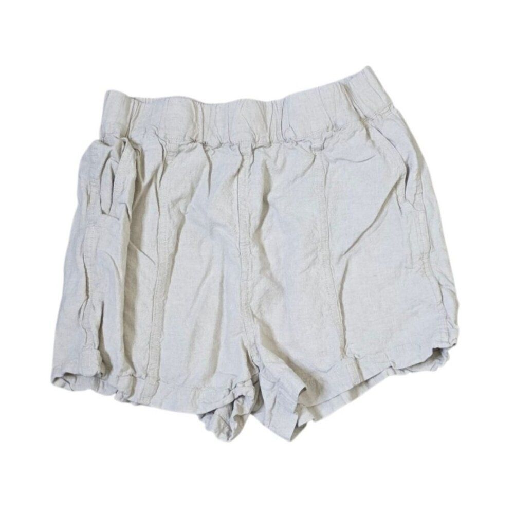 Madewell Elastic Waist Linen Blend Summer Shorts Womens Size S Beige